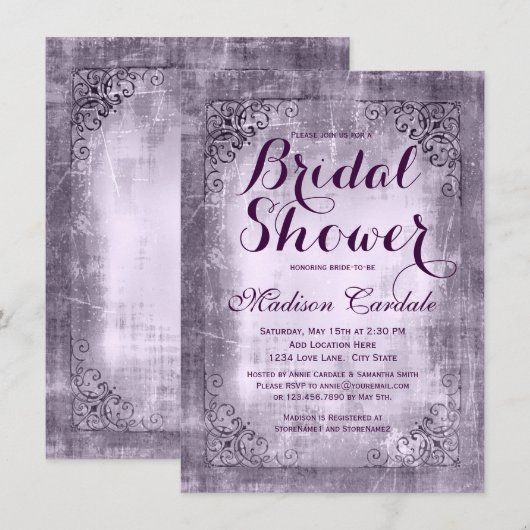  Lijst Paarse Bridal Shower Invitations Kaart (Voorkant / Achterkant)