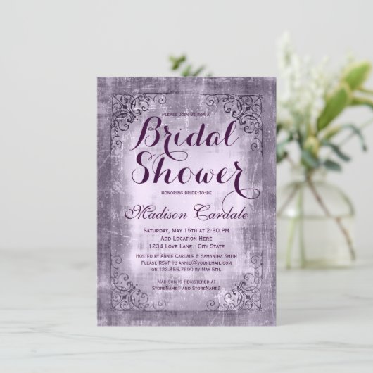  Lijst Paarse Bridal Shower Invitations Kaart (Staand voorkant)