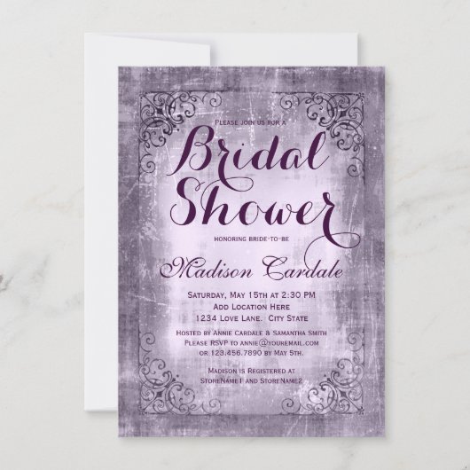  Lijst Paarse Bridal Shower Invitations Kaart (Voorkant)