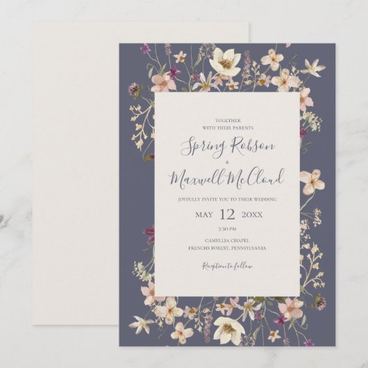 Lijst Paarse Casual lenteverbinding Kaart (Voorkant / Achterkant)