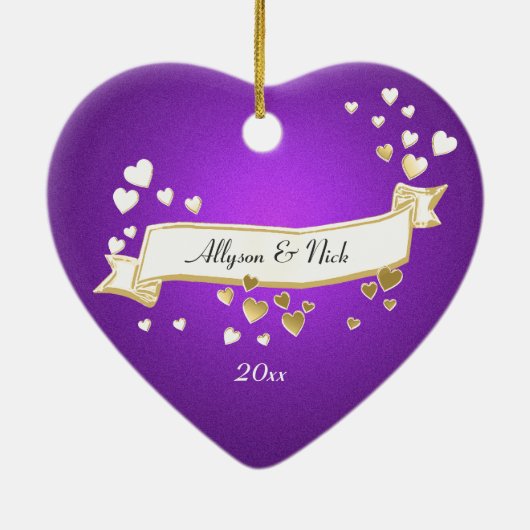 Lijst Paarse en goudharten Keramisch Ornament (Achterkant)