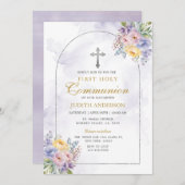 Lijst Paarse Rozen Eerste Heilige Communie Kaart (Voorkant / Achterkant)