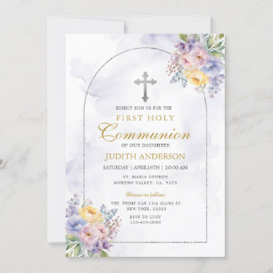 Lijst Paarse Rozen Eerste Heilige Communie Kaart