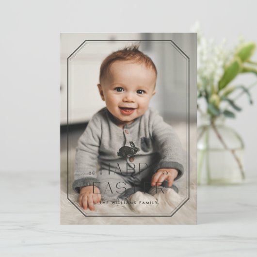 Lijst paasfotokaart - zwart Save The Date (Staand voorkant)