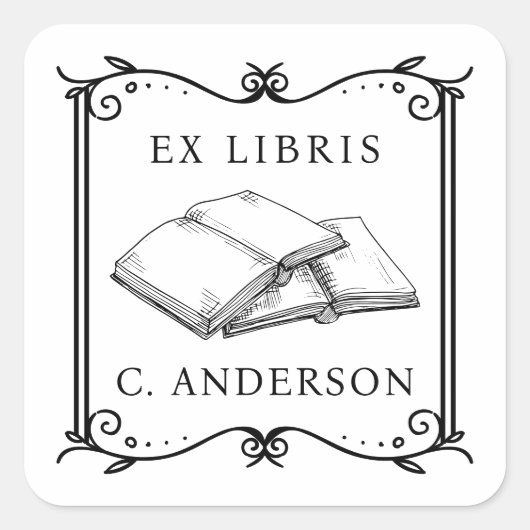 Lijst Persoonlijke Bibliotheek Ex Libris Boekpagi Vierkante Sticker (Voorkant)