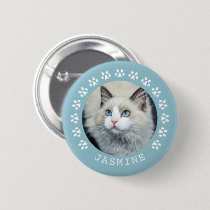 Lijst Pet foto blauwe kattenverf Ronde Button 5,7 Cm