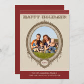  Lijst Prettige feestdagen kaart (rood/taupe) (Voorkant / Achterkant)