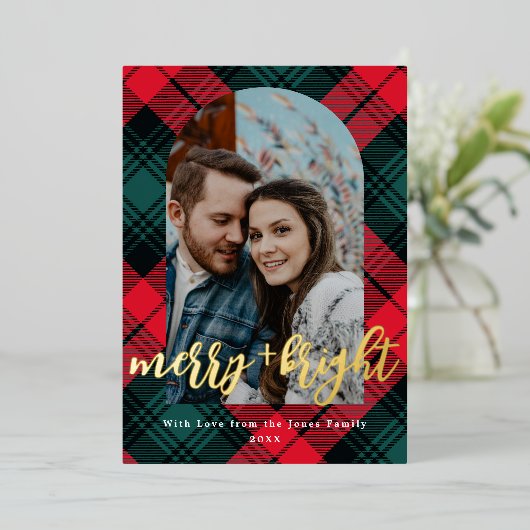 Lijst Pset Merry and Bright Arch Photo Folie Feestdagenkaart (Staand Voorkant)