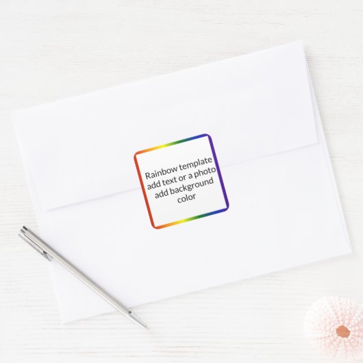 Lijst regenbooggradiënt vierkante sticker (Envelop)