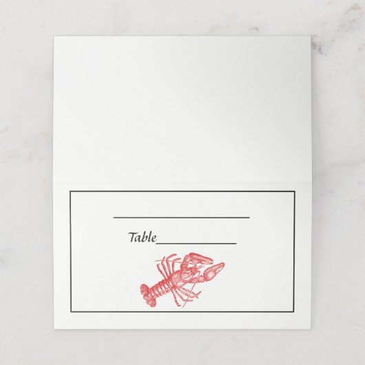 Lijst  rode kreeft #1 tekening plaatskaartje (Buitenkant ongevouwen)
