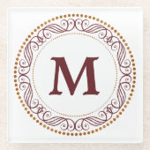 Lijst Rode monogram Glazen Onderzetter (Voorkant)