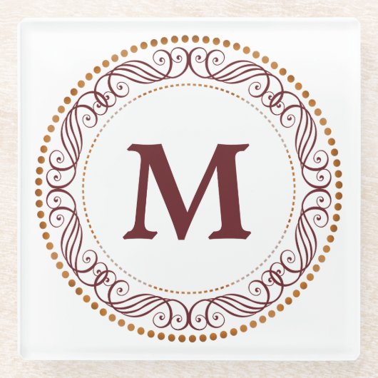 Lijst Rode monogram Glazen Onderzetter (Voorkant)