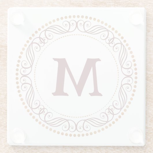 Lijst Rode monogram Glazen Onderzetter (Achterkant)