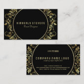 Lijst rond de zwarte, gouden en glitterflora visitekaartje (Voorkant / Achterkant)