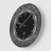 Lijst rond Elegant Black en Silver Paisley Grote Klok (Hoek)