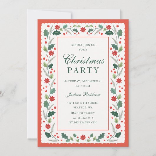 Lijst rood Feestdagenkaart (Voorkant)