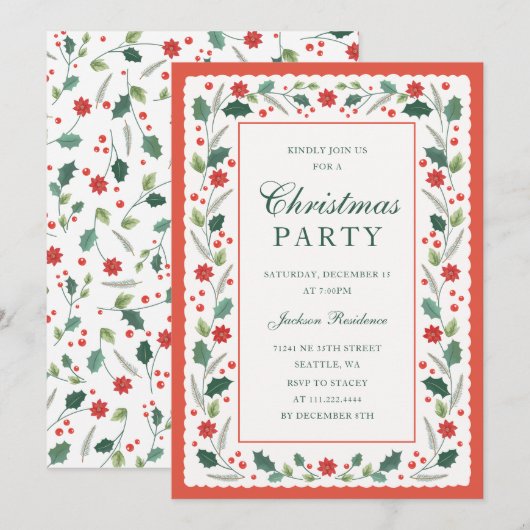  Lijst rood Feestdagenkaart (Voorkant / Achterkant)