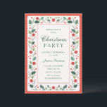 Lijst rood Feestdagenkaart<br><div class="desc">Een kerstfeestuitnodiging met een bloemig Holly en Poinsettia lijst.</div>