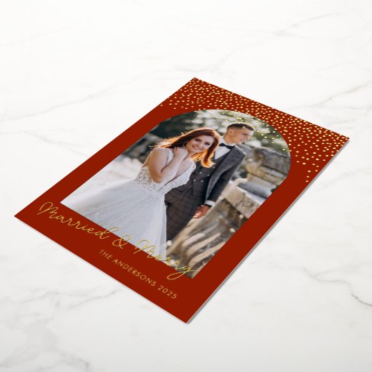 Lijst Rood met kerstfoto's met fijne kerst Folie Feestdagenkaart (Gedraaid)