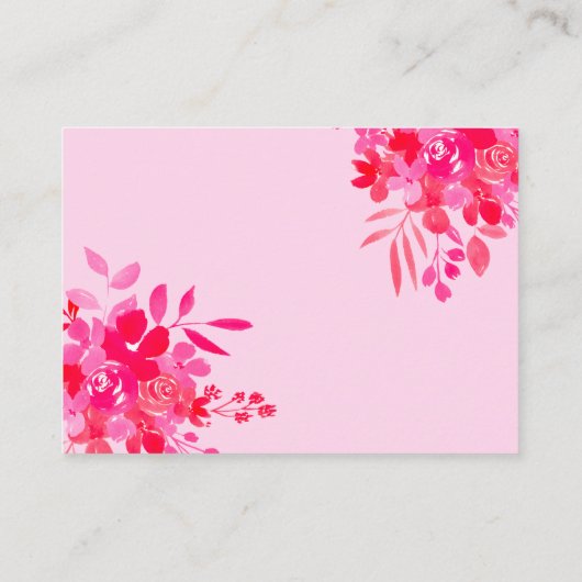 Lijst Rood Roze Bloemen baby shower Display Douche Informatiekaartje (Achterkant)