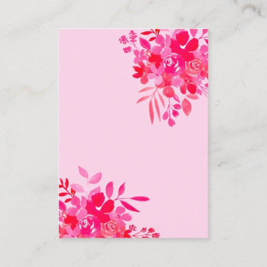 Lijst Rood Roze Bloemen baby shower Luier Raffle Informatiekaartje (Achterkant)