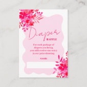 Lijst Rood Roze Bloemen baby shower Luier Raffle Informatiekaartje (Voorkant)