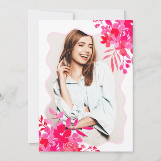 Lijst rood roze florale afstuderen kaart (Achterkant)