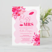 Lijst rood roze florale vrijgezellenfeest kaart (Staand voorkant)