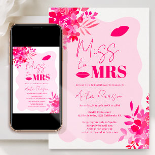 Lijst rood roze florale vrijgezellenfeest kaart