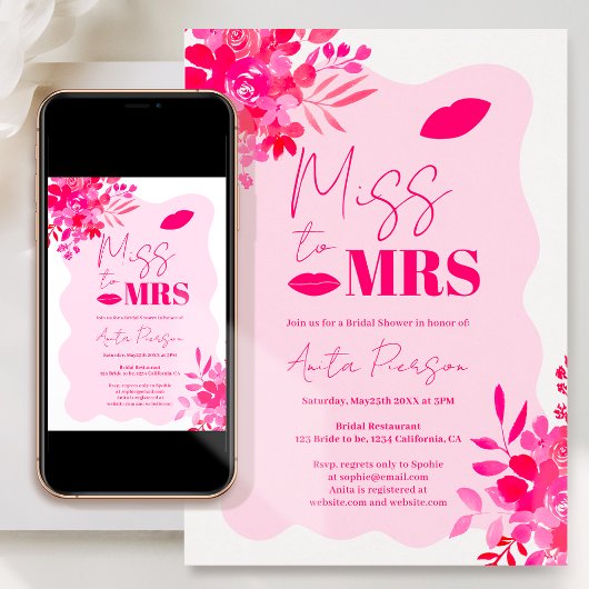 Lijst rood roze florale vrijgezellenfeest kaart