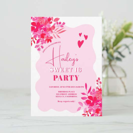 Lijst rood roze roze roze roze roze vocht 16 kaart (Staand voorkant)