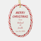 Lijst rood-witte snoepriet Foto-sjabloon Keramisch Ornament (Achterkant)