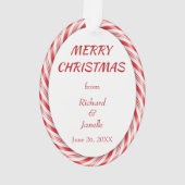 Lijst rood-witte snoepriet Foto-sjabloon Ornament (achterkant)