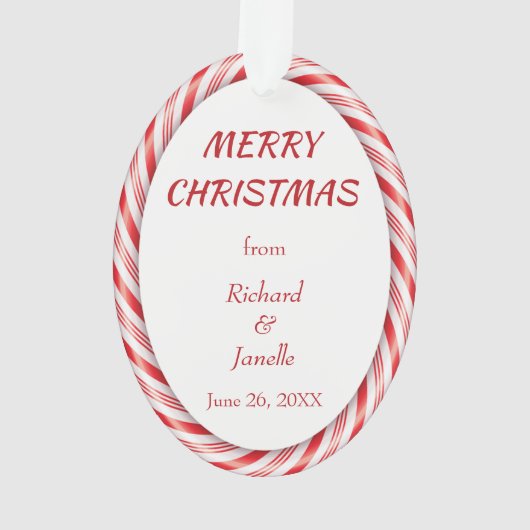 Lijst rood-witte snoepriet Foto-sjabloon Ornament (achterkant)