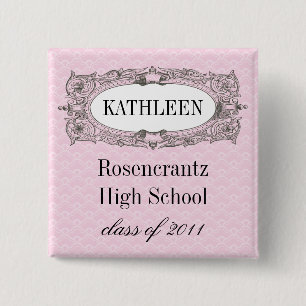 Lijst Roze Afstuderen Vierkante Button 5,1 Cm