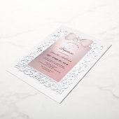 Lijst Roze strik doop Folie Uitnodiging (Gedraaid)