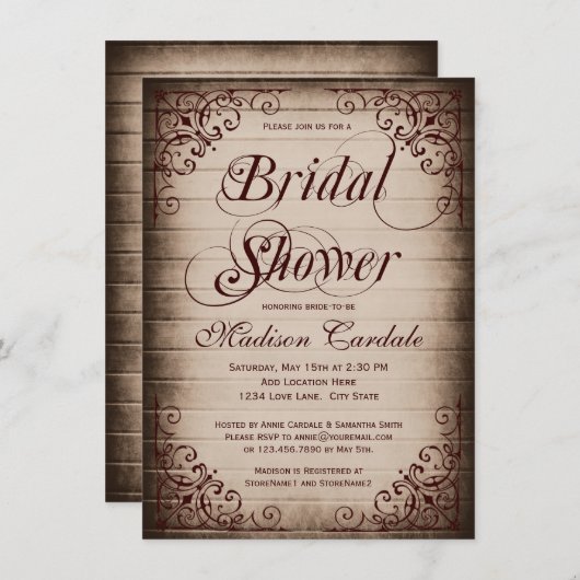 Lijst Rustic Bridal Shower Invitations Kaart (Voorkant / Achterkant)