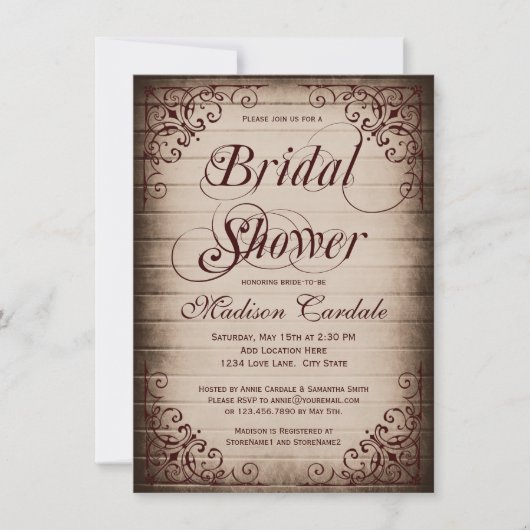 Lijst Rustic Bridal Shower Invitations Kaart (Voorkant)