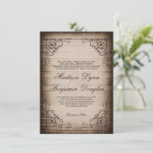  Lijst Rustic Wood Wedding Invitations Kaart (Staand voorkant)