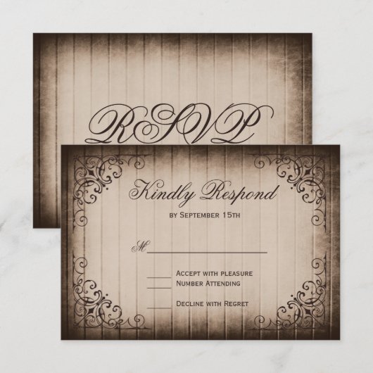  Lijst Rustic Wood Wedding RSVP-kaarten RSVP Kaartje (Voorkant / Achterkant)