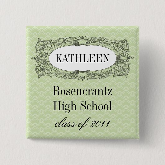  Lijst Sage Green Afstuderen Vierkante Button 5,1 Cm (Voorkant)