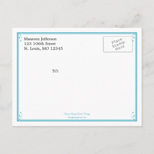  Lijst Save the Date Briefkaart - Turquoise (Achterkant)