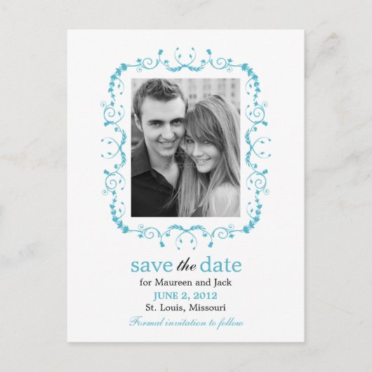 Lijst Save the Date Briefkaart - Turquoise (Voorkant)