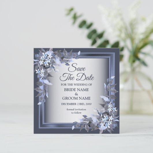Lijst Silver Elegant Save The Date (Staand voorkant)