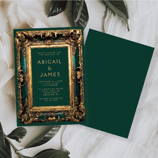   Lijst Smaragd Groen Goud Bruiloft Kaart