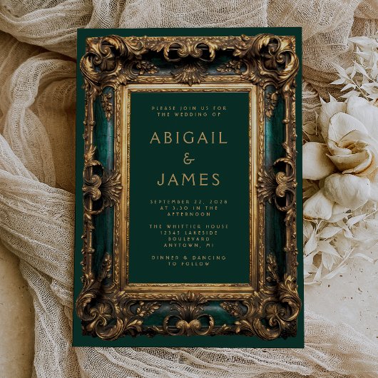Lijst Smaragd Groen Goud Bruiloft Kaart