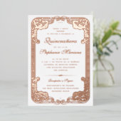 Lijst Spaans Quinceanera Roos Gold Folie Uitnodiging (Staand Voorkant)