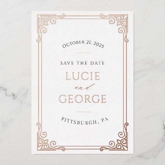   Lijst sparen de Echte Datum Folie Uitnodiging (Voorkant)