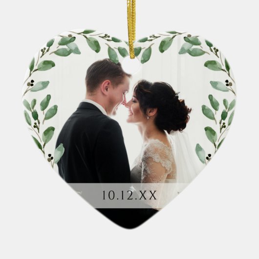 Lijst | Speciale datum en twee foto's Keramisch Ornament (Voorkant)