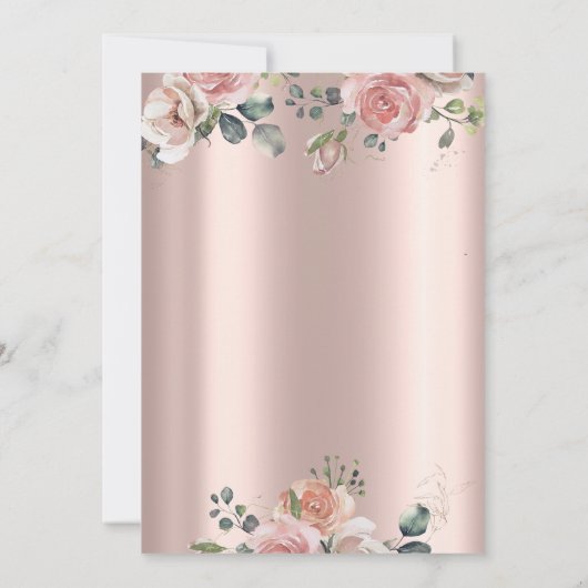 Lijst Swirls Blush Flowers Jurk Quinceañera Kaart (Achterkant)